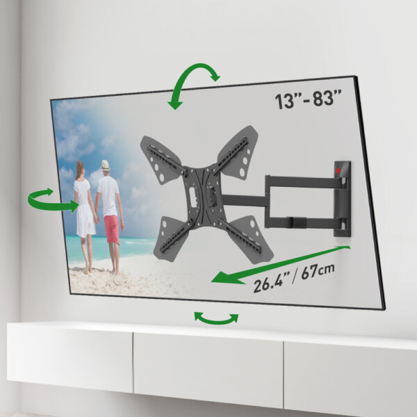 Barkan 13" - 83" 4 Movement Long Full Motion TV Wall Mount - Extension, Swivel & Tilt