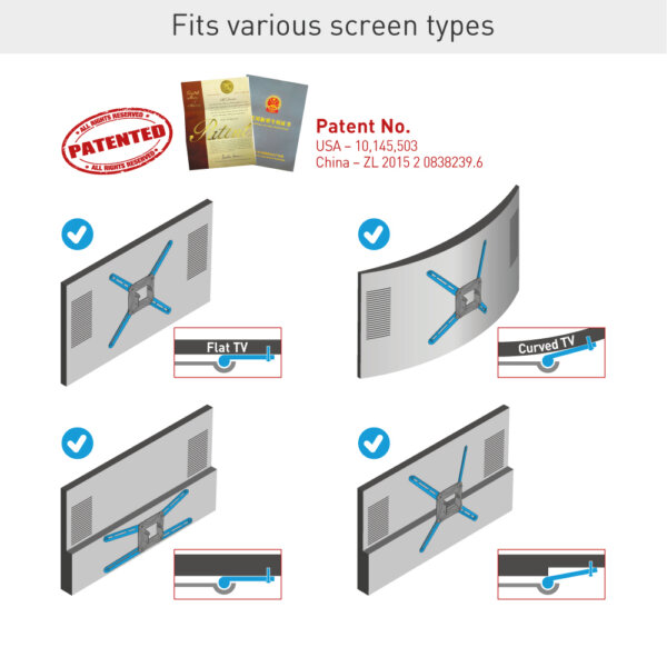 Barkan 13" - 83" 4 Movement Long Full Motion TV Wall Mount - Extension, Swivel & Tilt