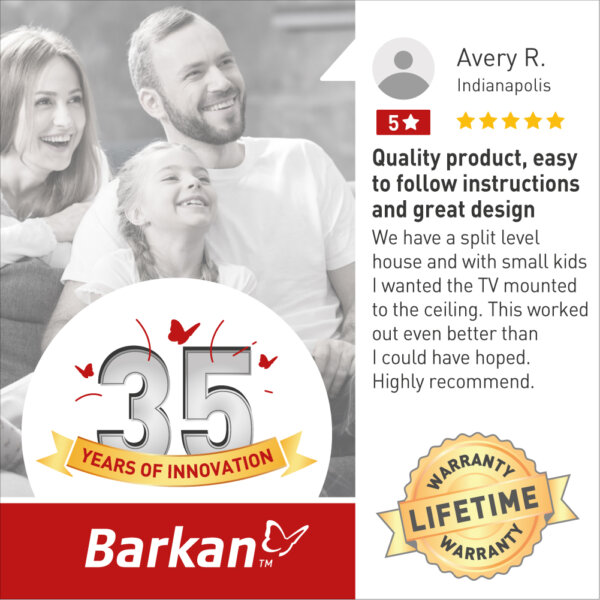 Barkan 29" - 65" 3 Movement TV Ceiling Mount, Full Motion - Telescopic, Swivel & Tilt