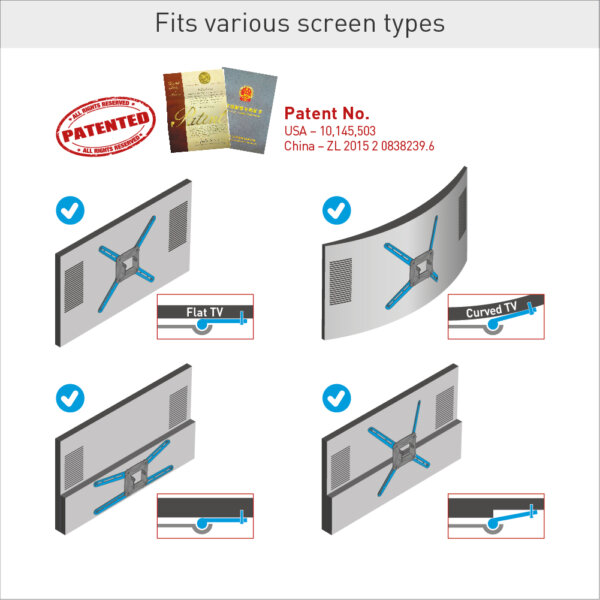 Barkan 13" - 65" 4 Movement Full Motion TV Wall Mount - Extension, Swivel & Tilt