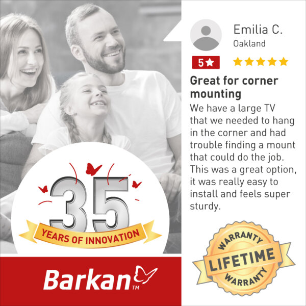 Barkan 13" - 83" 4 Movement Extra Long, Dual Arm TV Wall Mount, Full Motion - Extension, Swivel & Tilt