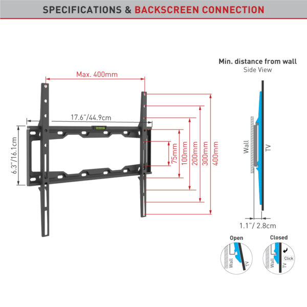 Barkan 19" - 65" Fixed TV Wall Mount