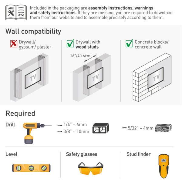 Barkan 32" - 90" Fixed TV Wall Mount