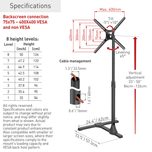 Barkan 13"-65" Tilt TV Floor Stand