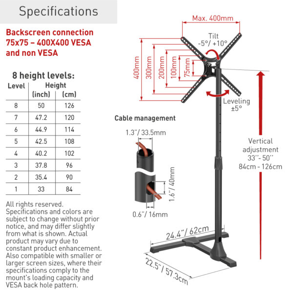 Barkan 13"-65" Tilt TV Floor Stand