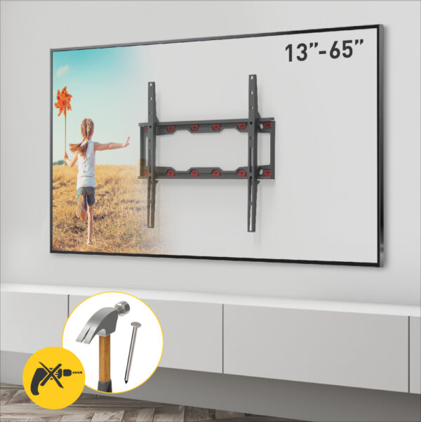 Barkan 19" - 65" Fixed Drywall, No-Drill TV Wall Mount