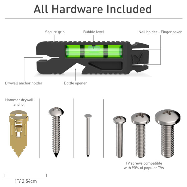 Barkan 19" - 65" Fixed Drywall, No-Drill TV Wall Mount