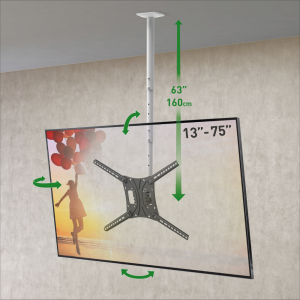 Barkan 13" - 75" Long TV Ceiling Mount, Full Motion - Height Adjustment, Swivel & Tilt