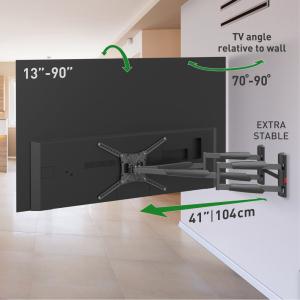 Barkan 13" - 90" Extra Long and Stable TV Wall Mount, Full Motion - Extension, Swivel & Tilt