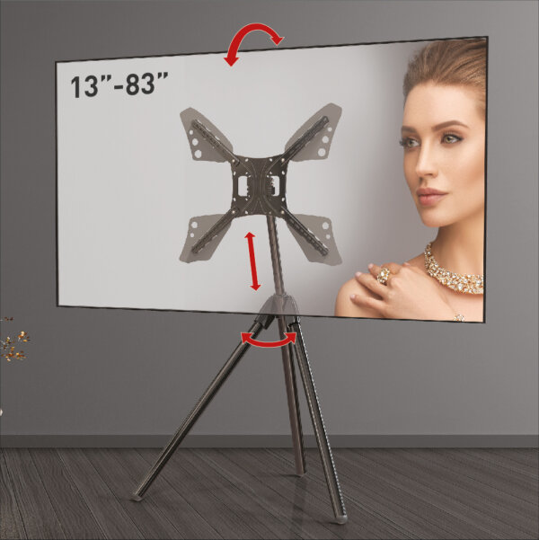 Barkan 13" - 83" Elegant Tripod Floor Stand TV Mount Tilt & Height Adjustment