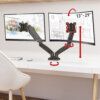 Barkan 13"-29" Dual Flat / Curved Monitor Gas Spring Desk Mount, Full Motion - Black