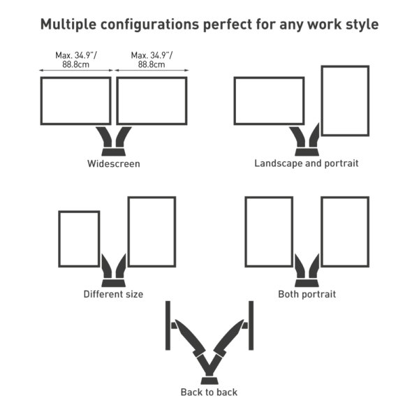 Barkan 13"-29" Dual Flat / Curved Monitor Gas Spring Desk Mount, Full Motion - Black