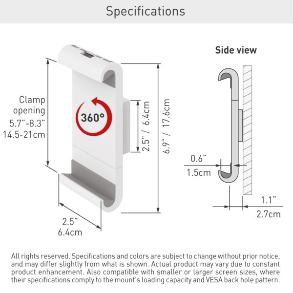 Barkan 7" - 12" 360° Rotation Tablet Wall Mount