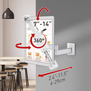 Barkan 7" - 14" Anti-Theft Full Motion Tablet Wall Mount Full Motion - Extension, Swivel & Tilt