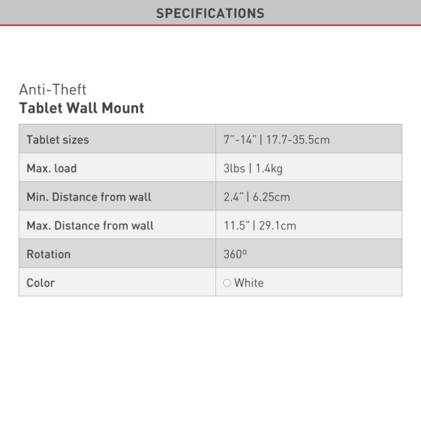 Barkan 7" - 14" Anti-Theft Full Motion Tablet Wall Mount Full Motion - Extension, Swivel & Tilt